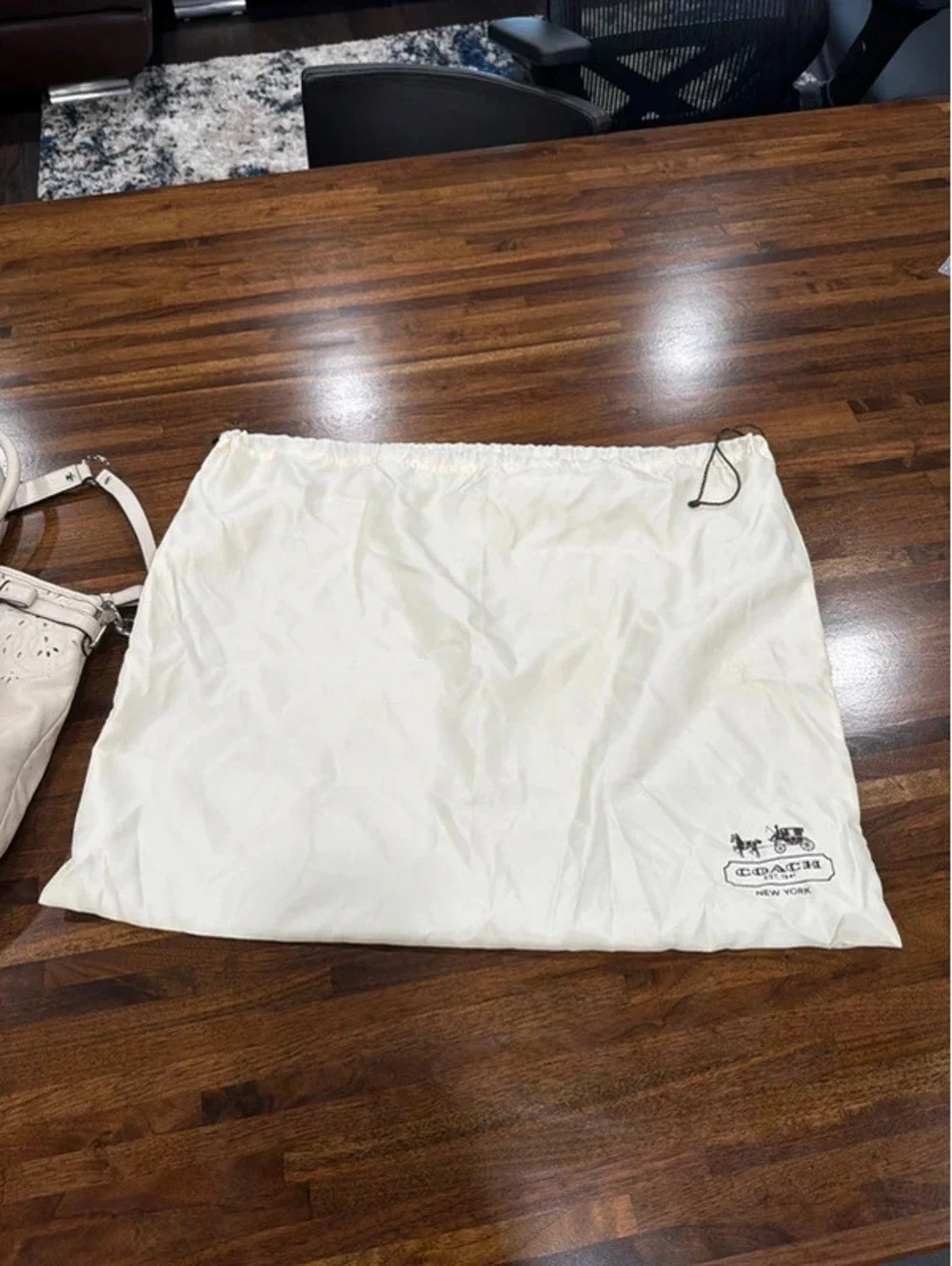 Coach Madison Tossed Laser Lindsey Satchel White Leather Style 19624